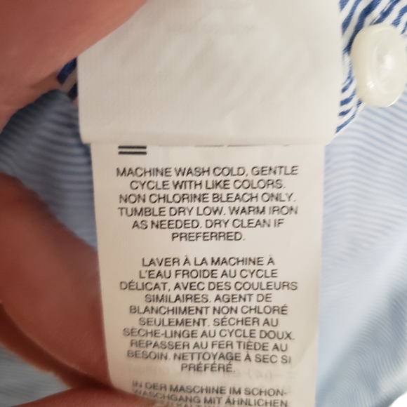 🌞SOLD🌞 J. Crew Classic Blue and White Pinstripe Button Down Shirt 100% Cotton - Picture 9 of 12